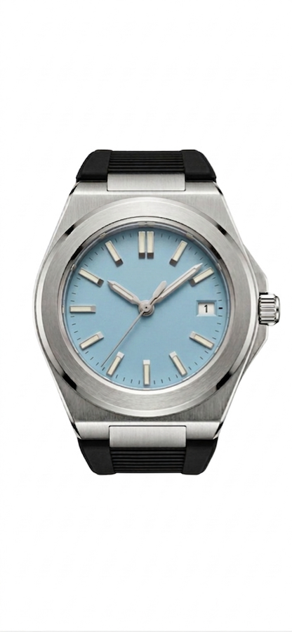 Valtor Silver Steel Blue Dial Rubber