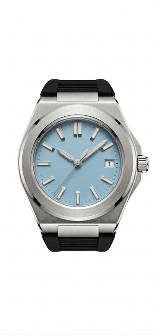 Valtor Silver Steel Blue Dial Rubber