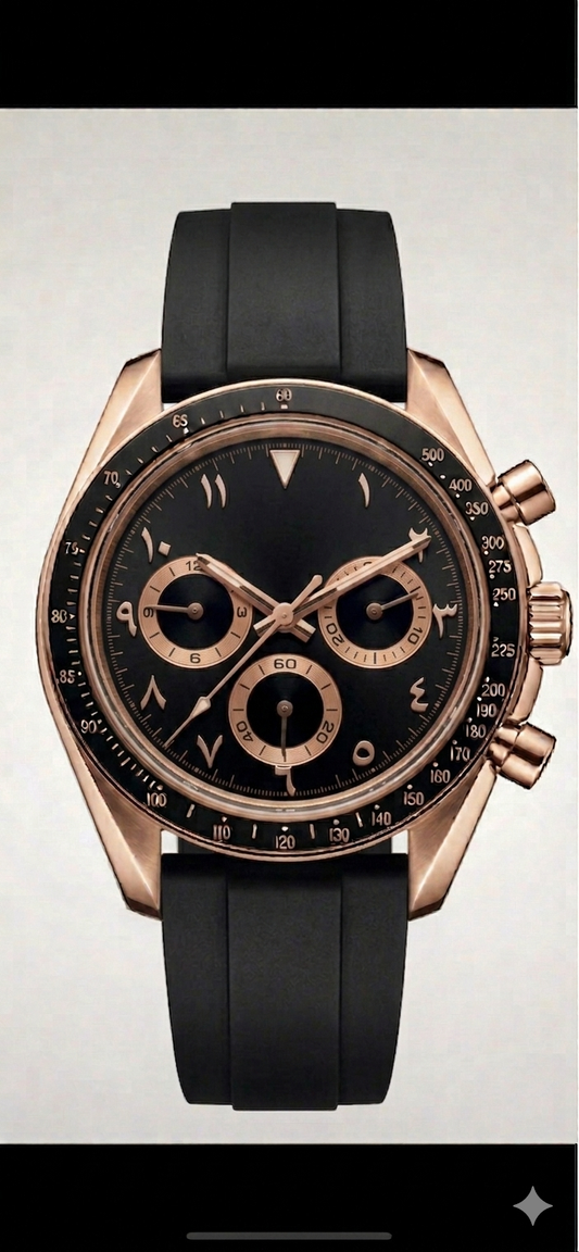 Torvex Rose Steel Black Arabic Dial
