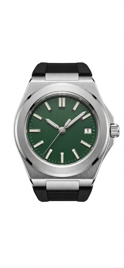 Valtor Silver Steel Green Dial Rubber