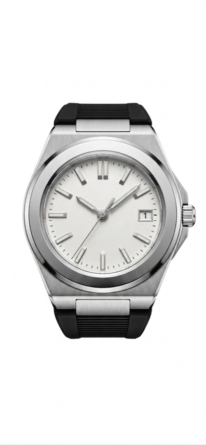 Valtor Silver Steel White Dial Rubber