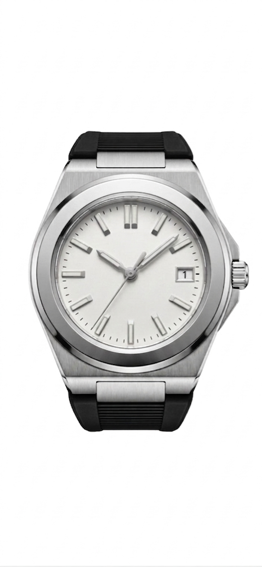 Valtor Silver Steel White Dial Rubber