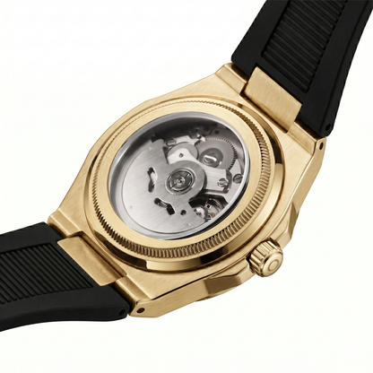 Valtor Gold Steel Black Dial Rubber