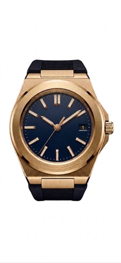 Valtor Gold Steel Blue Dial Rubber