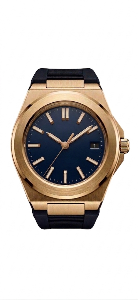 Valtor Gold Steel Blue Dial Rubber