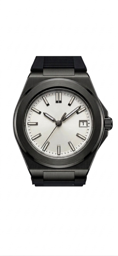 Valtor Black Steel White Dial Rubber