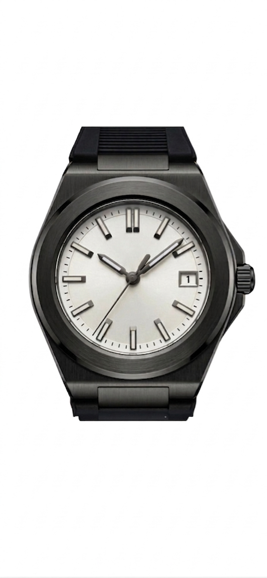 Valtor Black Steel White Dial Rubber