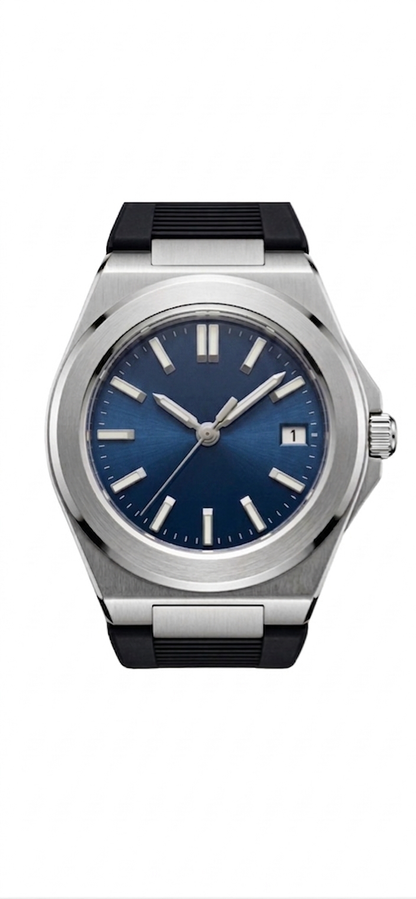 Valtor Silver Steel Blue Dial Rubber